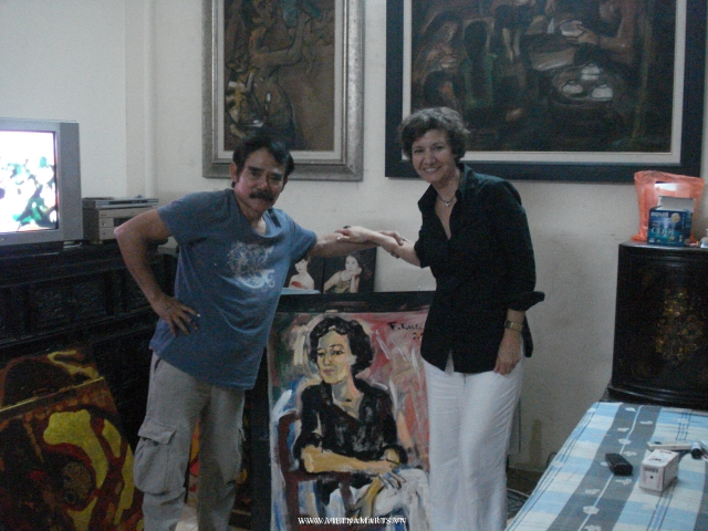 Pham luc artist with Mrs Roma, an art collector